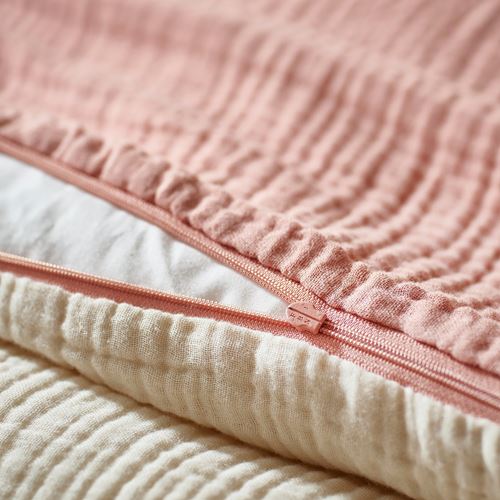 IKEA - GULDVAVARE, bebek nevresim takımı, uçuk pembe-bej, 60x120 cm