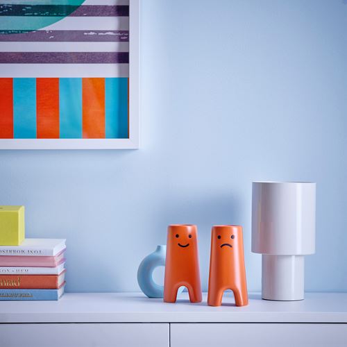 IKEA - FRÖVAXT, seramik vazo, kahverengi-turuncu, 14 cm