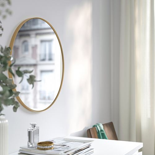 IKEA - LINDBYN, yuvarlak ayna, altın rengi, 50 cm