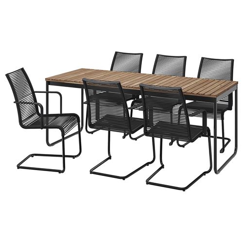 IKEA - VASMAN, dining table and chairs, light brown/black
