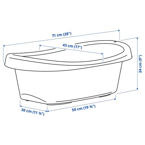 IKEA - LATTSAM, baby bath, white/turquoise, 71x43x24 cm