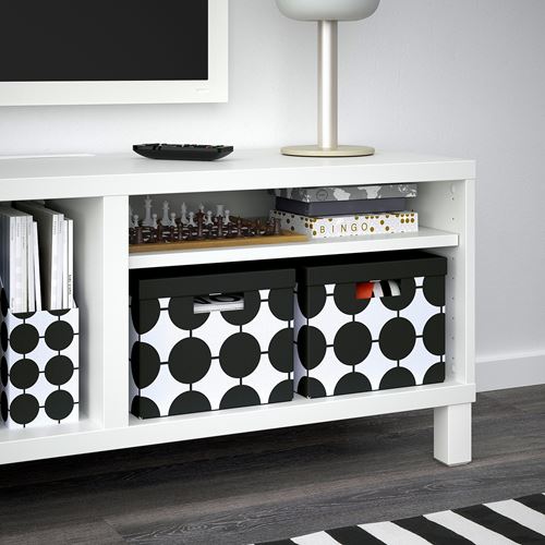 IKEA - TJENA, box with lid, black-white, 25x35x20 cm