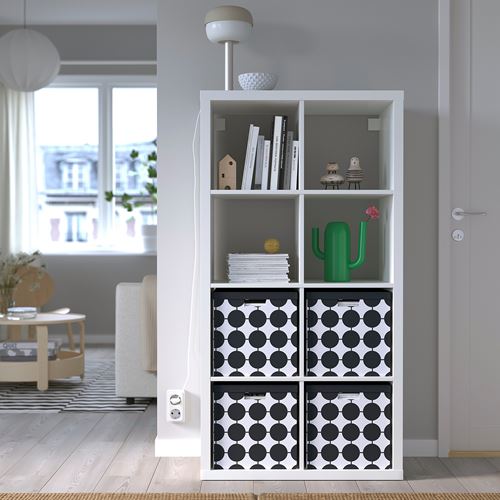IKEA - TJENA, kapaklı kutu, siyah-beyaz, 32x35x32 cm
