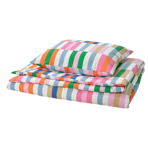 IKEA - KLIBBKORSÖRT, tek kişilik nevresim seti, çok renkli, 150x200/50x60 cm