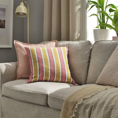 IKEA - KORALLBUSKE, lace pillow cover, beige-light red, 50x50 cm