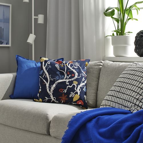 IKEA - REVFINGERÖRT, kırlent kılıfı, koyu mavi-çok renkli, 50x50 cm