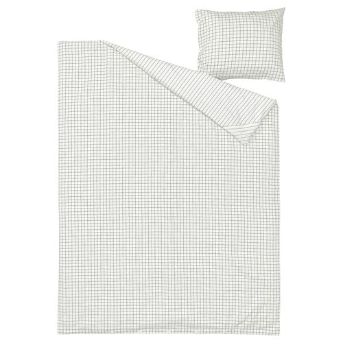IKEA - DOFTAKLEJA, single duvet cover sets, white/anthracite, 150x200/50x60 cm