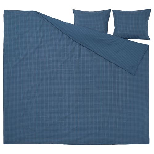 IKEA - DOFTAKLEJA, çift kişilik nevresim seti, koyu mavi-açık kahverengi, 240x220/50x60 cm