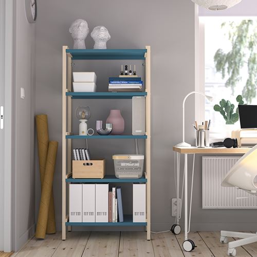 IKEA - EKENABBEN, Open Shelving Unit, aspen-blue, 70x34x154 cm