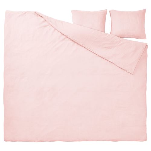 IKEA - SCHERSMIN, çift kişilik nevresim seti, uçuk pembe, 240x220/50x60 cm