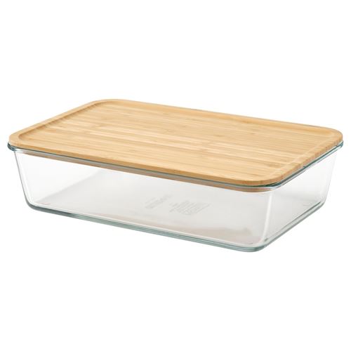 IKEA - IKEA 365+, kapaklı cam saklama kabı, cam-bambu, 3,1 lt