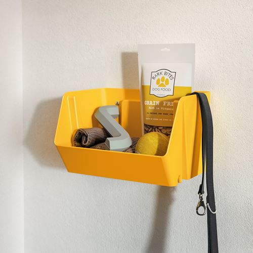 IKEA - FODERTRAG, organiser for desk-wall, high-gloss yellow, 25x18x15 cm