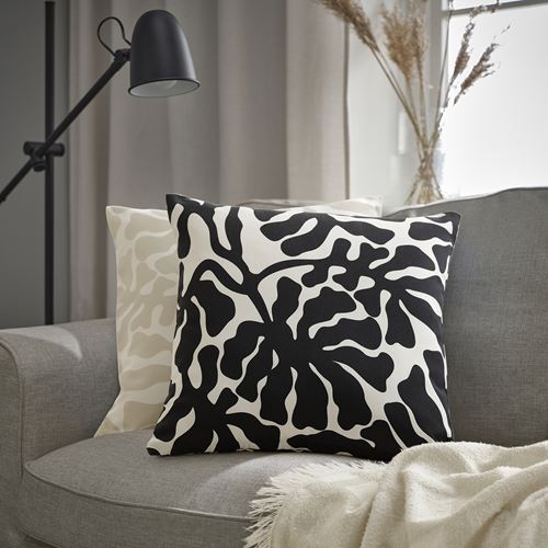 IKEA - GRÖNKNAVEL, lace pillow cover, black-white, 50x50 cm