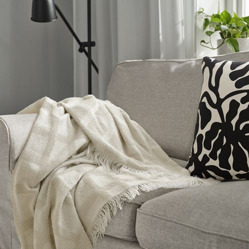 IKEA - GRÖNKNAVEL, throw, beige, 180x120 cm