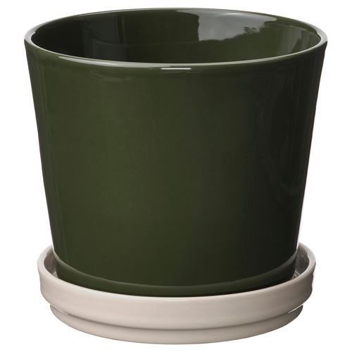 IKEA - KLOTLÖNN, toprak saksı, yeşil-bej, 15 cm