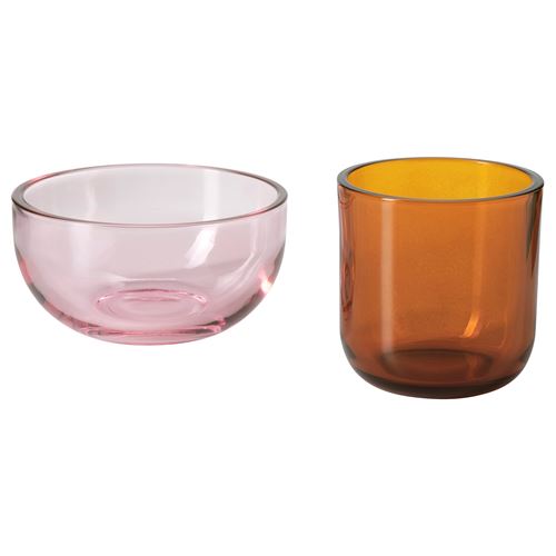 IKEA - TALLTITA, tealight mumluk, kahverengi-pembe