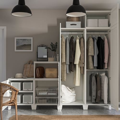 IKEA - PLATSA/SANNIDAL, PLATSA wardrobe, white, 240x57x231 cm