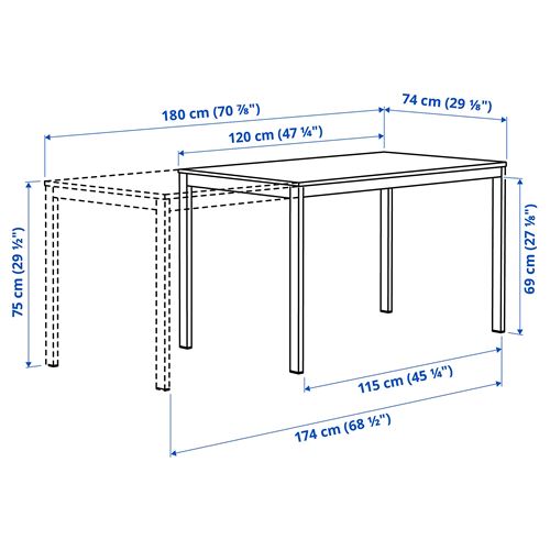IKEA - VIHALS, açılır yemek masası, beyaz, 4-6 kişilik
