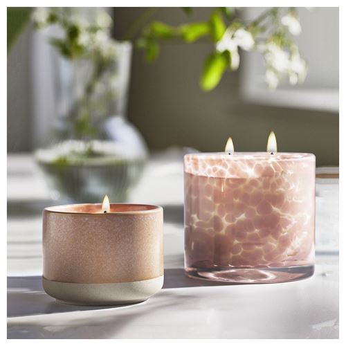 IKEA - LUGNARE, scented candle in pot, pink, 25 hr