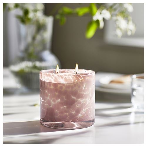 IKEA - LUGNARE, bardakta kokulu mum, açık pembe, 50 saat