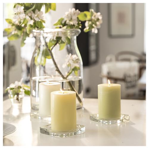 IKEA - LÖVSKOGSLUND, kokulu blok mum, yeşil, 30 saat