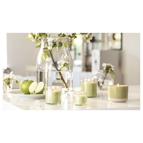 IKEA - LÖVSKOGSLUND, scented candle in cup, light yellow, 12 hr