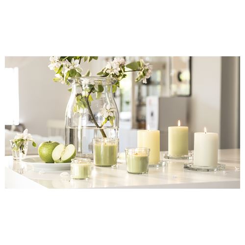 IKEA - LÖVSKOGSLUND, scented candle in cup, light yellow, 12 hr