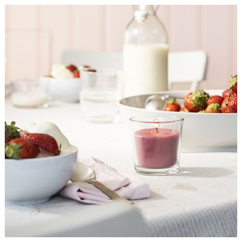 IKEA - BLODBOK, scented candle in cup, bright pink, 25 hr