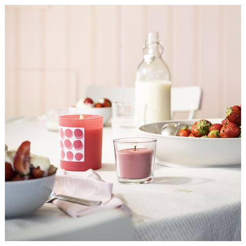 IKEA - BLODBOK, scented candle in cup, bright pink, 25 hr