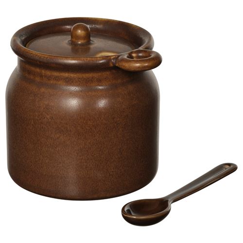 IKEA - KÖSSEBAR, kaşıklı seramik kavanoz, kahverengi, 0,3 lt