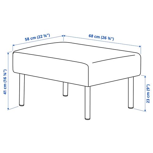 IKEA - GLOSTAD, uzanma koltuklu 3'lü kanepe, knisa koyu gri
