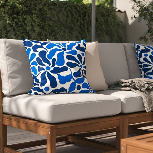 IKEA - GULLBERGSÖ, kırlent kılıfı, mavi-çiçek desenli, 50x50 cm