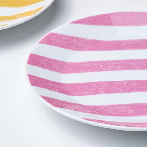 IKEA - KLIPPAKLEJA, tatlı tabağı seti, desenli-sarı/pembe, 15 cm