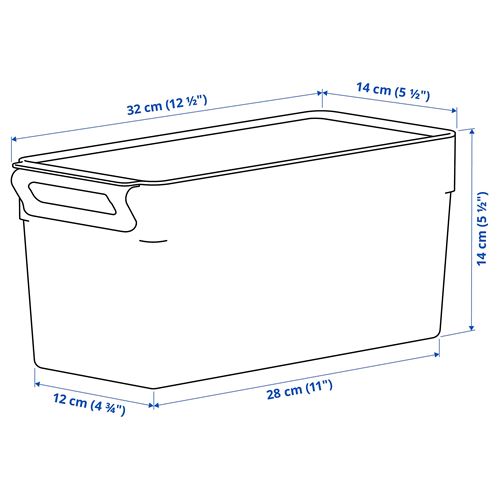 IKEA - KLIPPKAKTUS, storage box for fridge, transparent, 32x14x15 cm