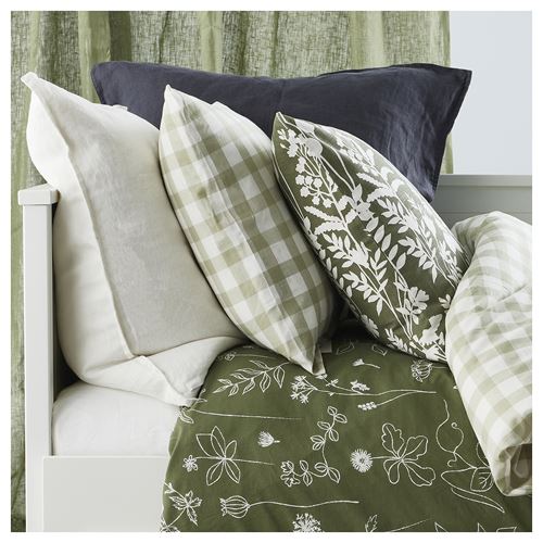 IKEA - ROTVECKLARE, lace pillow cover, grey-green-white, 50x50 cm