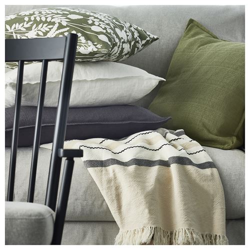 IKEA - MANTELFLY, throw, off white-light grey, 130x170 cm