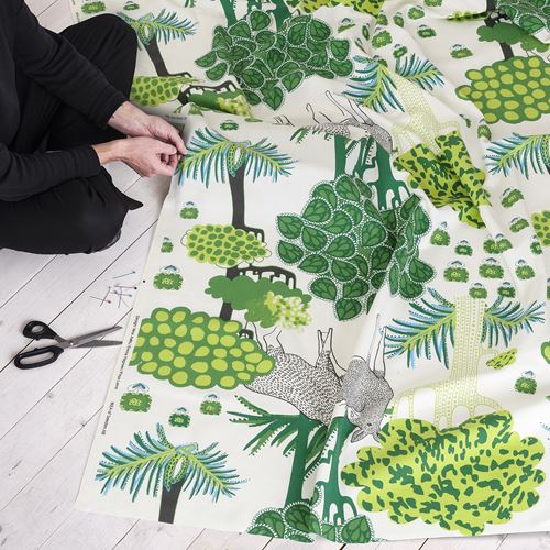 IKEA - ALGÖRT, kesilmiş kumaş, beyaz-yeşil, 150x300 cm