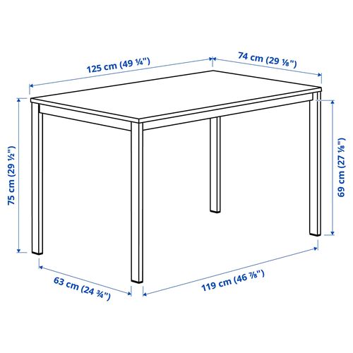IKEA - VIHALS, mutfak masası, beyaz, 125x74 cm