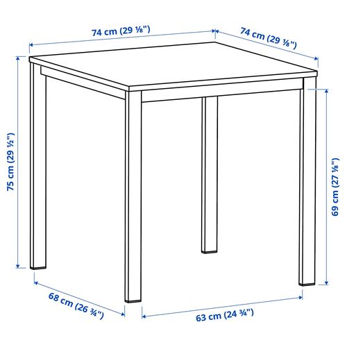 IKEA - VIHALS, mutfak masası takımı, beyaz, 2 sandalyeli