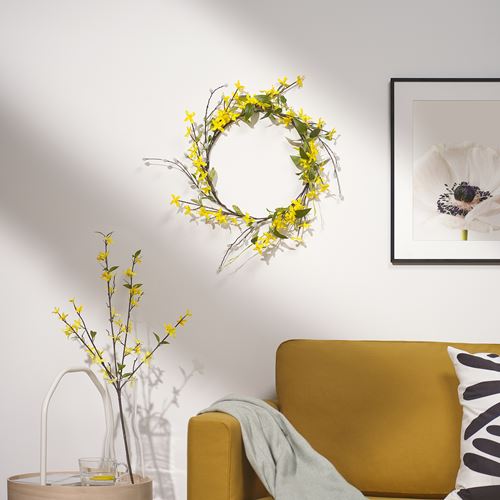IKEA - SMYCKA, artificial wreath, forsythia yellow, 45 cm