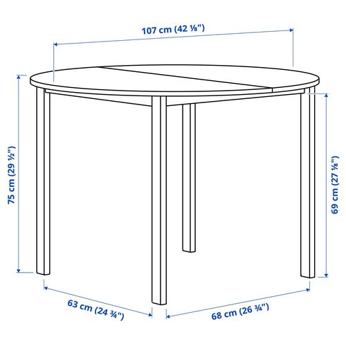 IKEA - VIHALS, yuvarlak mutfak masası, beyaz, 4 kişilik