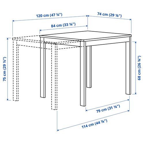 IKEA - VIHALS, açılır mutfak masası, beyaz, 2-4 kişilik