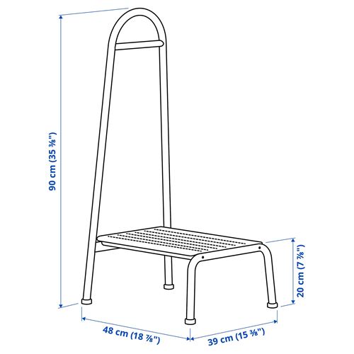 IKEA - BASINGEN, tırabzanlı basamaklı tabure, antrasit