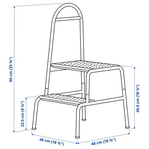 IKEA - BASINGEN, tırabzanlı basamaklı tabure, antrasit