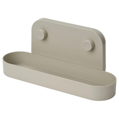 IKEA - ÖBONAS, vantuzlu duvar rafı, gri-bej, 28 cm