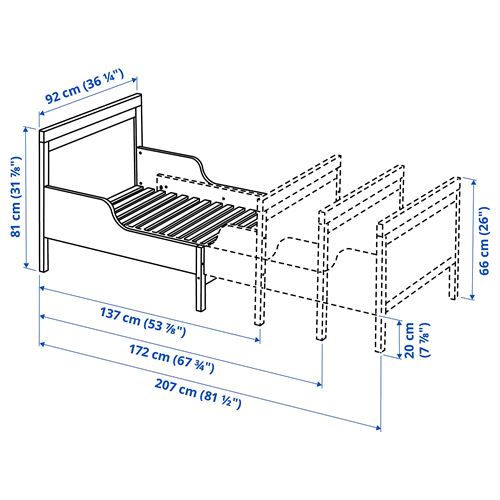 IKEA - SUNDVIK, extendable bed, white, 80x200 cm