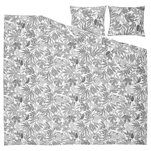 IKEA - BROKDRACENA, çift kişilik nevresim seti, siyah-beyaz, 240x220/50x60 cm
