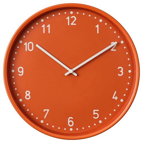 IKEA - BONDIS, wall clock, orange, 38 cm
