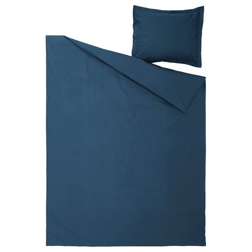 IKEA - HAMPFLOCKEL, tek kişilik nevresim seti, koyu mavi, 150x200/50x60 cm