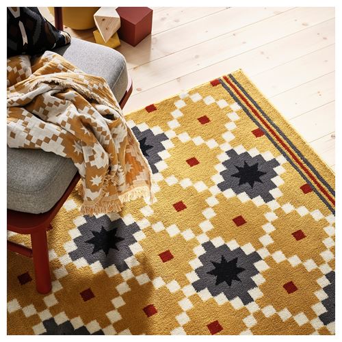 IKEA - SKOTERLED, large rug, yellow-grey, 133x195 cm